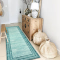 Lahome Modern Abstract Runner Rug 2x6 - Washable Teal Runner
