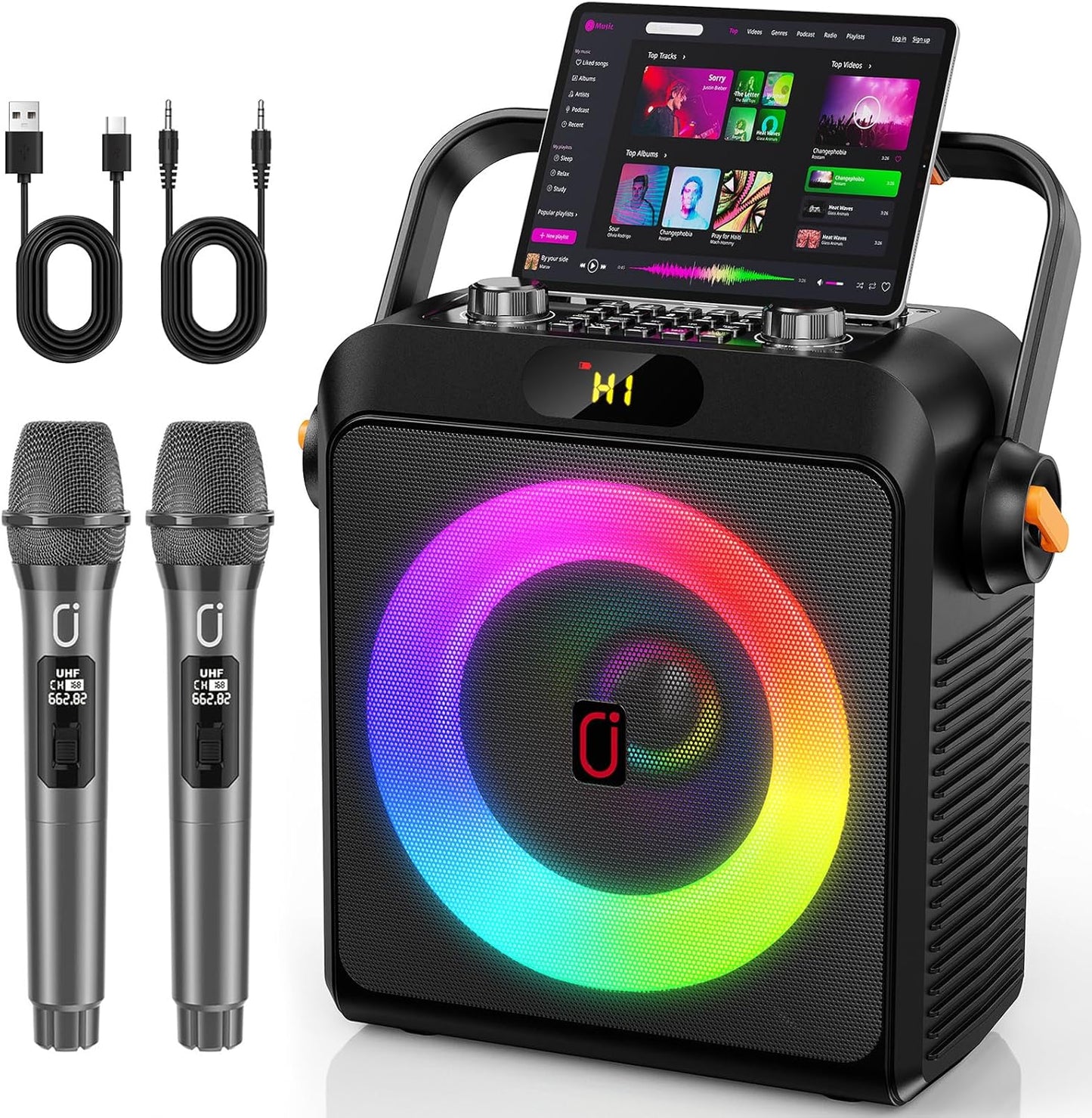 Karaoke Machine with 2 Wireless Microphones for Home Parties