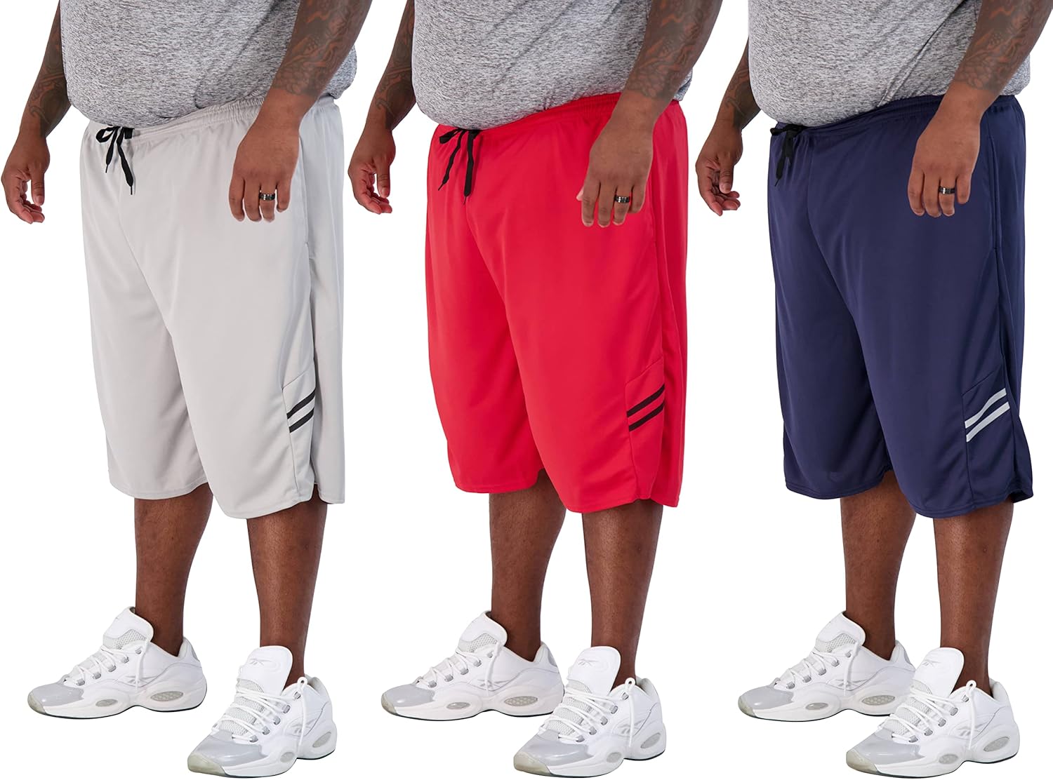 Real Essentials Men's Big & Tall 3-Pack Athletic Performance Shorts