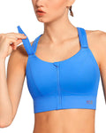 High Impact Sports Bra for Women - Zip Front Plus Size Support