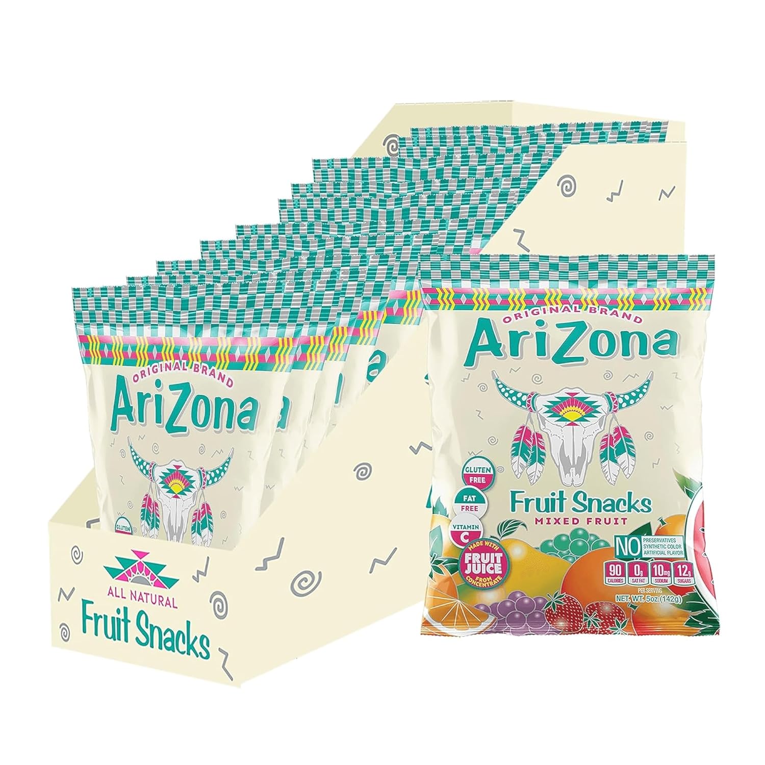 AriZona Fruit Snacks, Gluten Free Mixed Fruit Gummy Chews Delight
