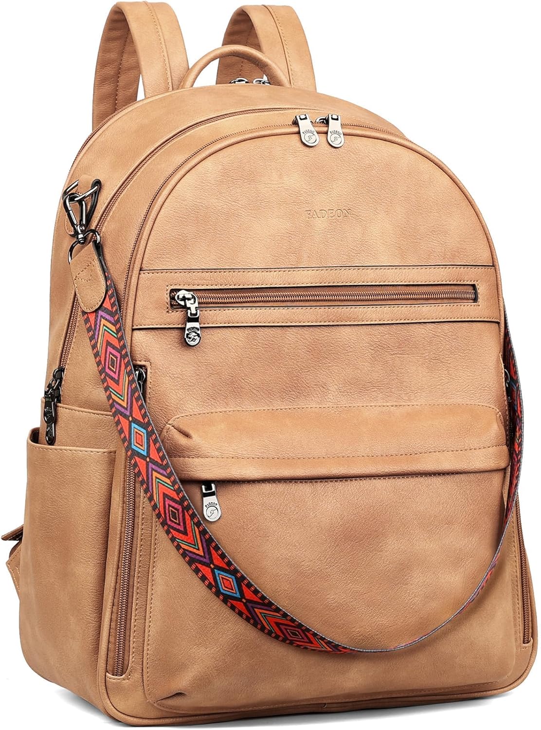 FADEON 15.6 inch Laptop Backpack Purse for Women in Camel Brown