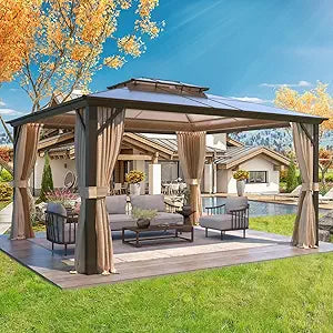 YOLENY 12ftx14ft Hardtop Gazebo for Outdoor Relaxation and Shade