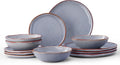 Bestone 12 Piece Round Ceramic Dinnerware Set Service for 4 - Chip
