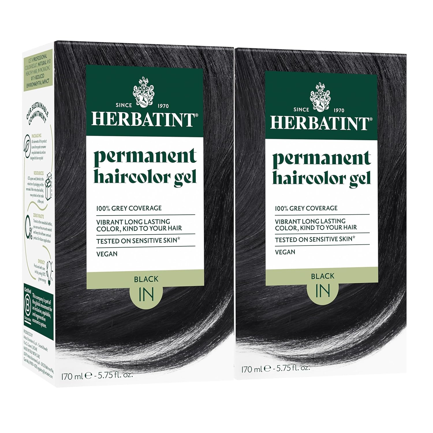 Herbatint Permanent Hair Dye 1N Black for 100% Gray Coverage