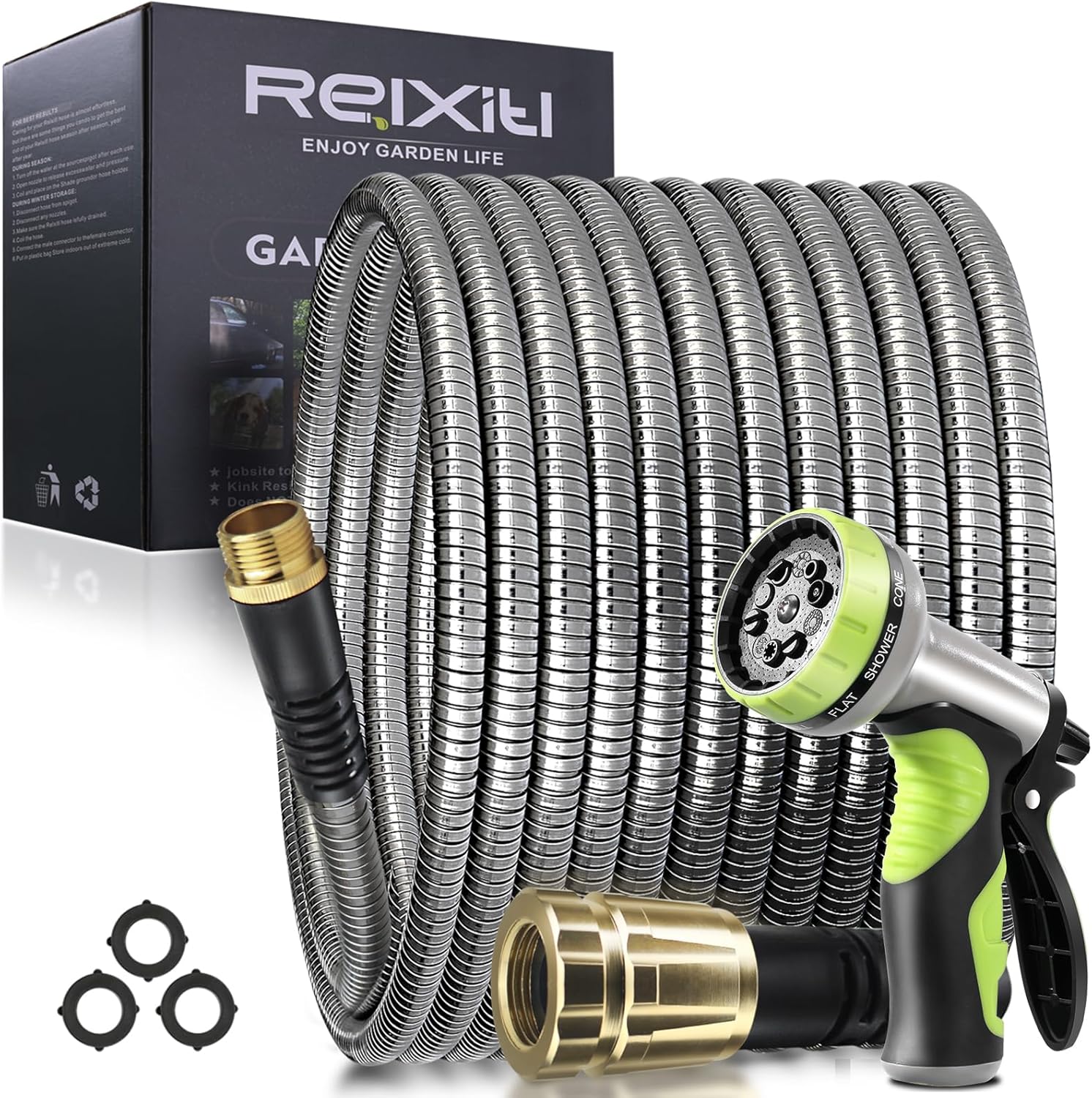 75FT Metal Garden Hose - Heavy Duty, Flexible, and Durable