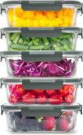 Glass Meal Prep Containers 5 Pack - Airtight Borosilicate Set