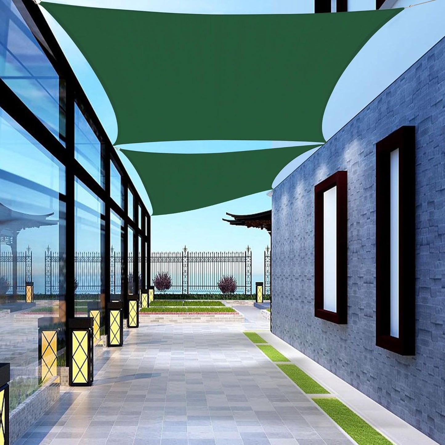 Rectangle 12ft x 16ft Green Sun Shade Sail Canopy for Outdoor Use