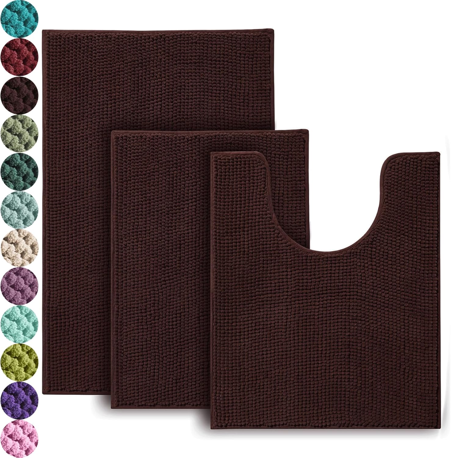 Urvoix Bathroom Rugs Set - Ultra Soft Non-Slip Bath Mats