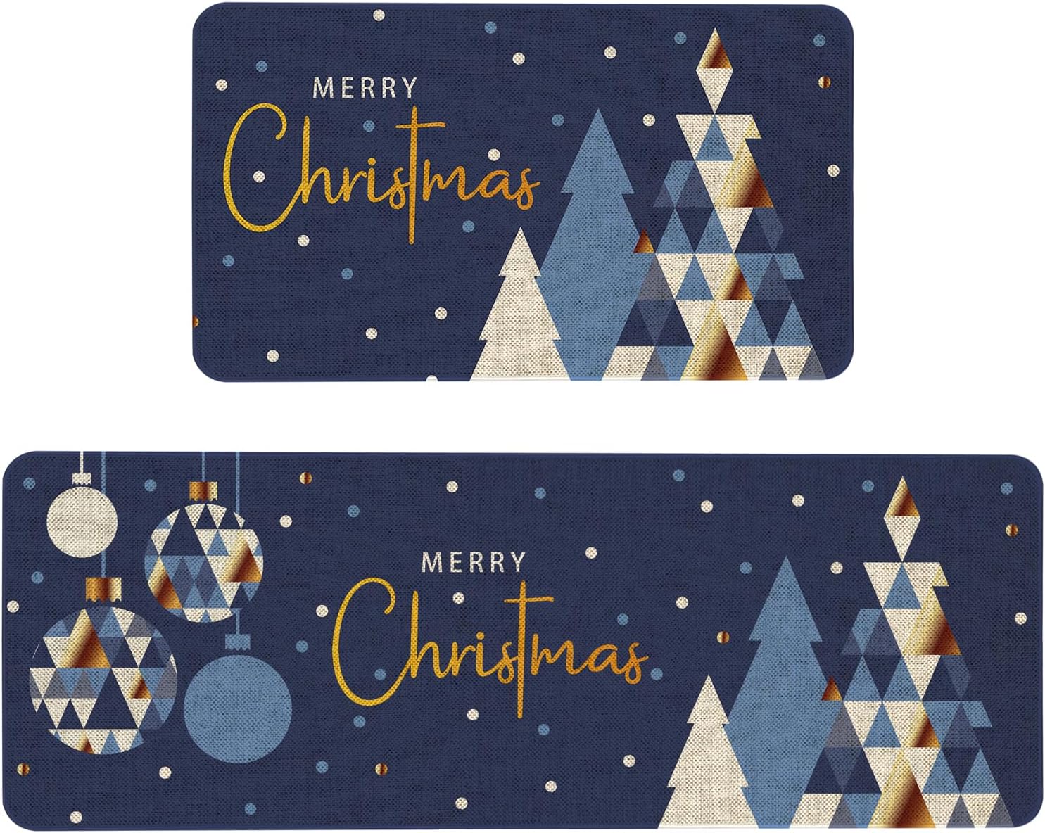 Mloabuc Merry Christmas Kitchen Mats Set of 2 for Festive Decor