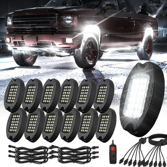TDE Explorer Lighting 12 Pods Alloy Pure White LED Rock Lights