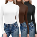 Ekouaer Women Turtleneck Ribbed Thermal Tops 3-Pack - Lightweight