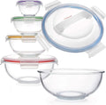 Set of 5 Stackable Space-Saving Nesting Glass Bowls with Lids