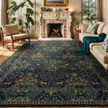 Lessymo Floral Black Green Washable Rugs 8x10 for Home
