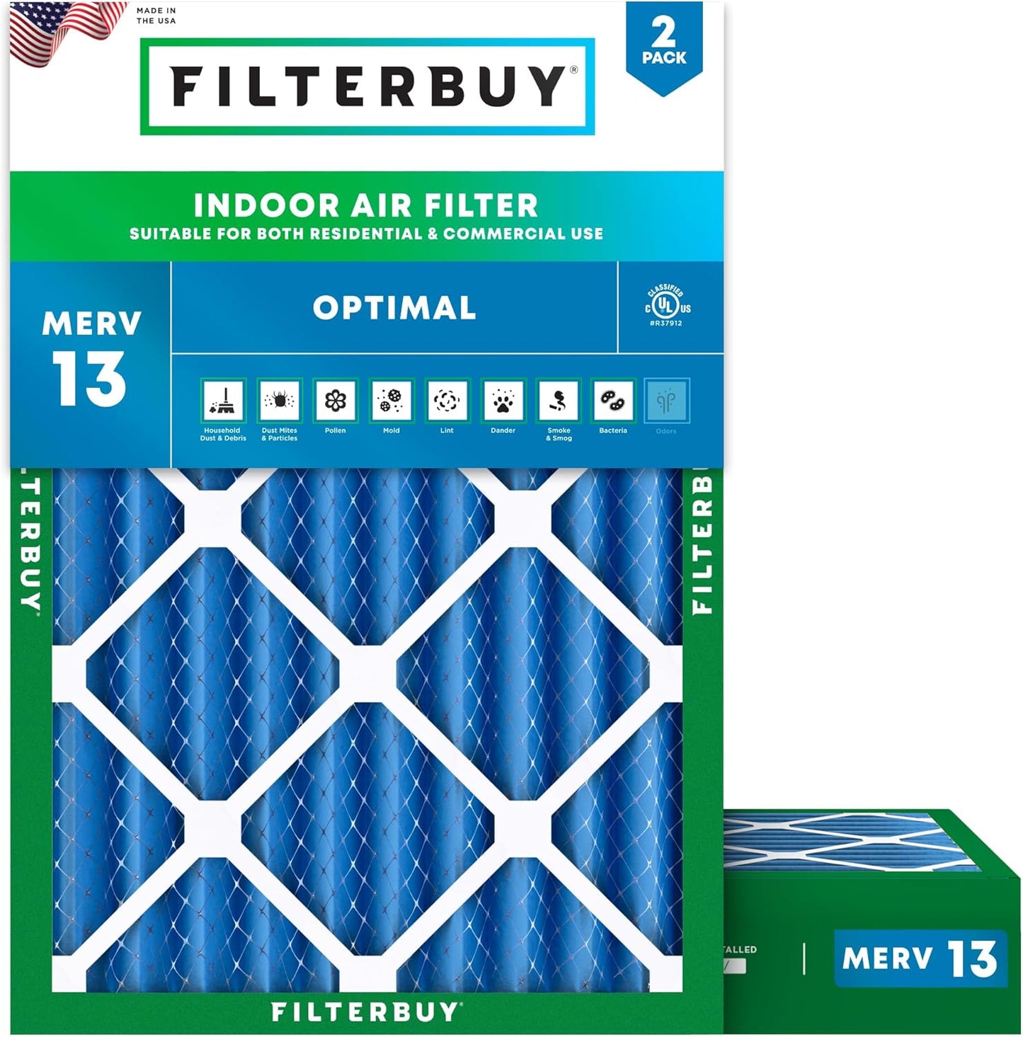 Filterbuy 18x24x4 Air Filter MERV 13 for Smoke & Allergy Defense