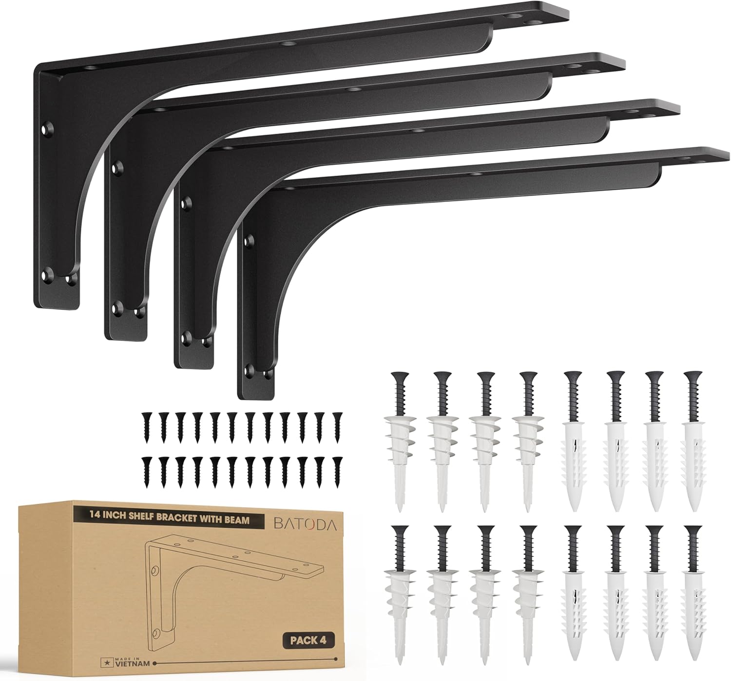 Heavy Duty 14in L Bracket with Beam - 300 Lbs Capacity Support