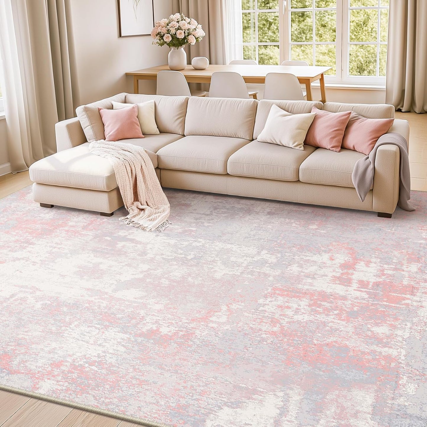 Washable Area Rugs 10ftx14ft Non-Slip Modern Abstract Soft