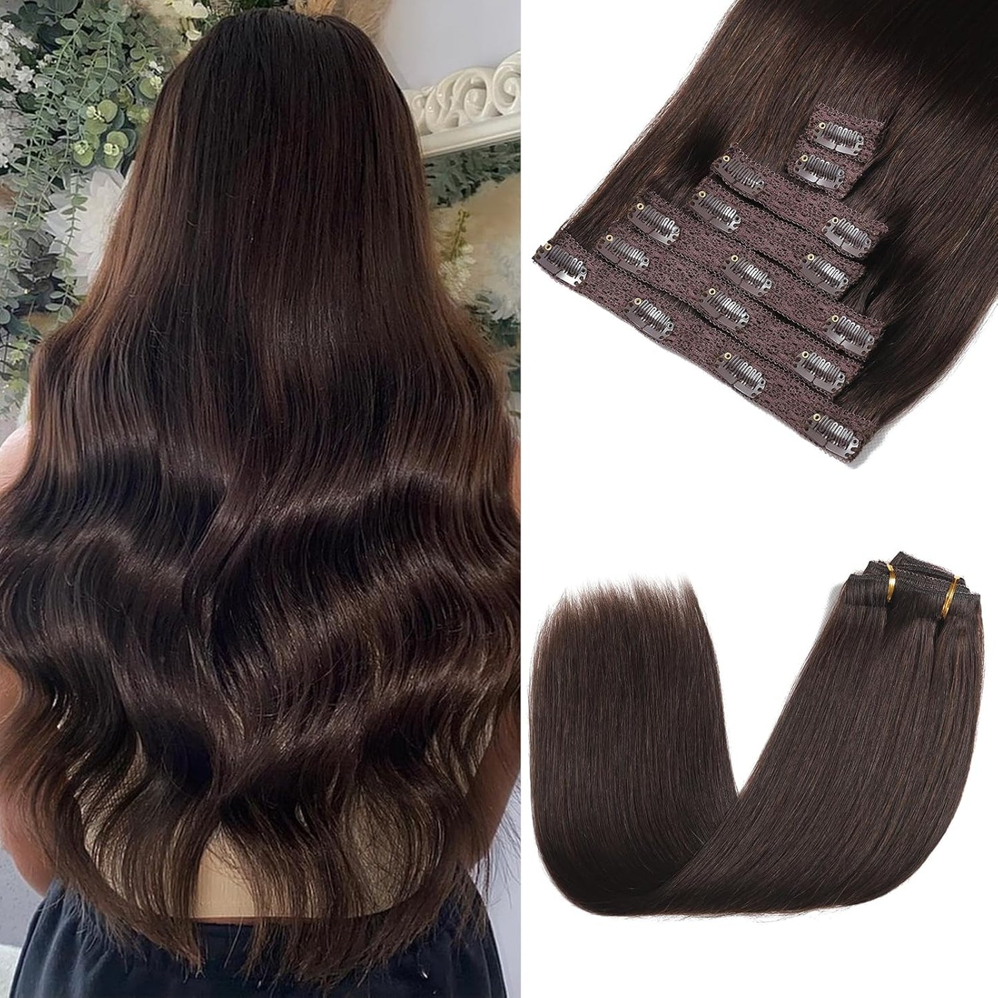 Clip in Hair Extensions Real Human Hair for Instant Volume