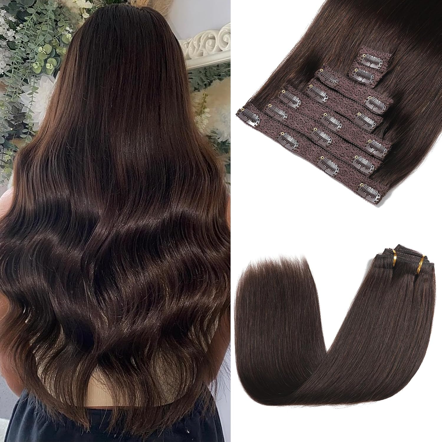 Clip in Hair Extensions Real Human Hair for Instant Volume