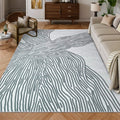 YIHOUSE Grey Rug for Living Room - Modern Abstract Design