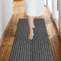 Custom Size Backed Non-Slip Runner Rug, Gray Stripe - Easy Clean