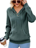 VIMPUNEC 2025 Fall Womens Oversized V Neck Knit Hoodie (Style KB1G)