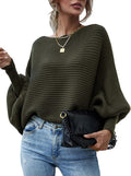 ECOWISH Women Color Block Knit Pullover Sweater - Cozy Casual Fit