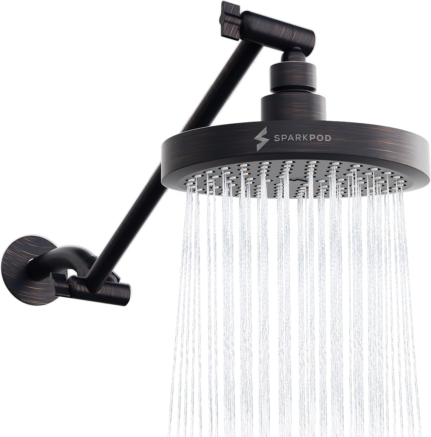SparkPod Round Rain Shower Head with Adjustable Extension Arm