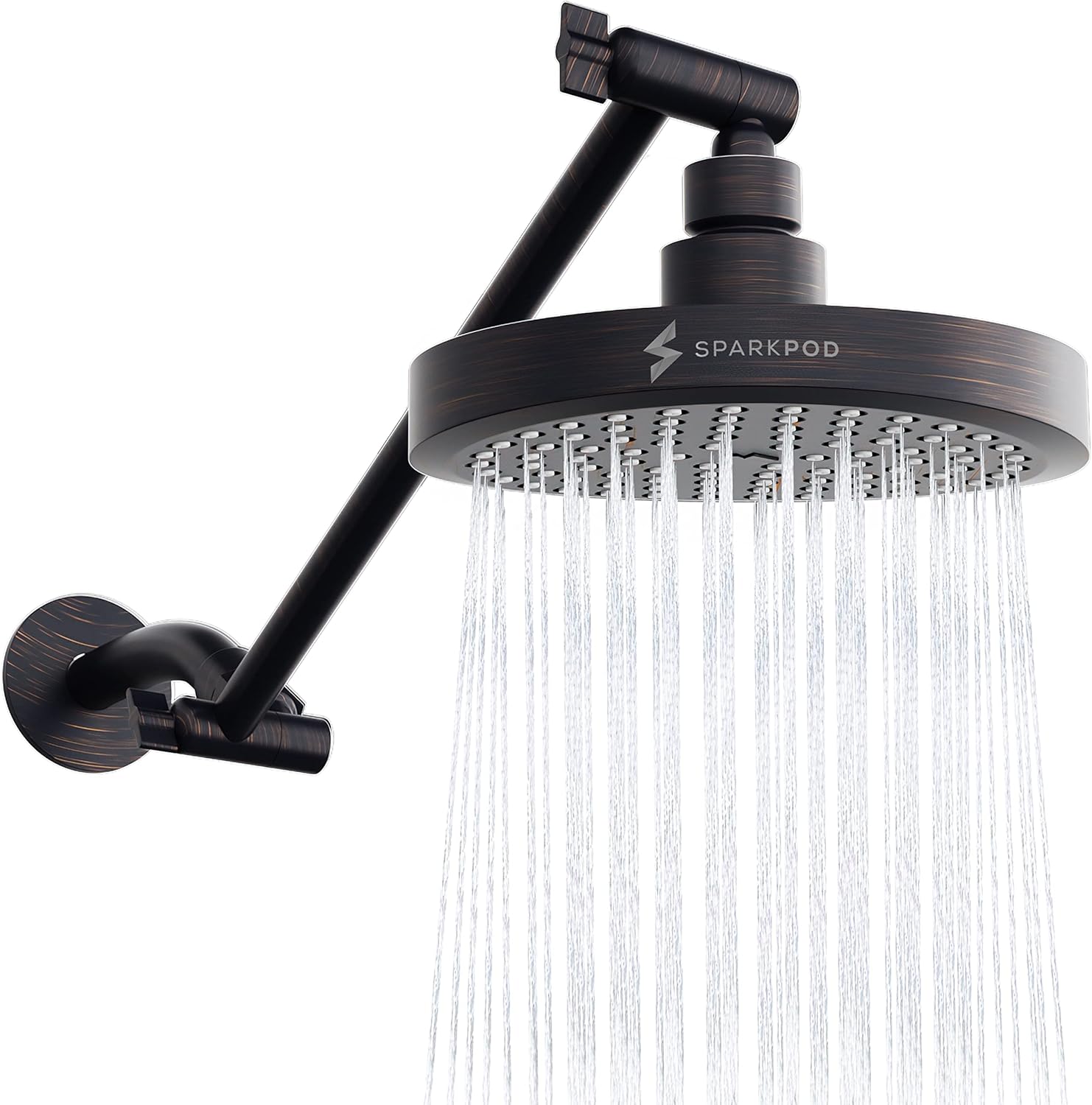 SparkPod Round Rain Shower Head with Adjustable Extension Arm
