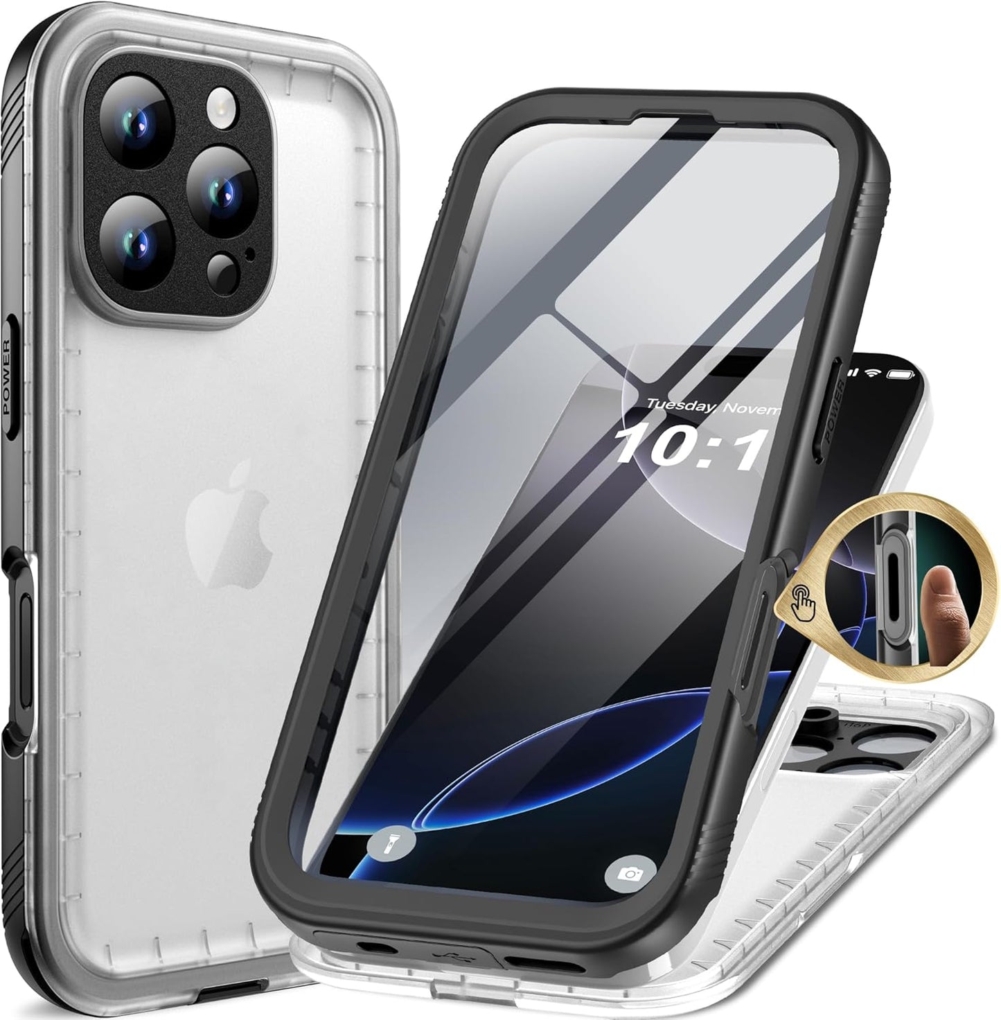 Cozycase Waterproof iPhone 16 Pro Case - Heavy Duty Protection