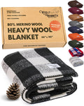 Merino Wool Camping Blanket 66 x 90 in - Rugged Warmth for Outdoors