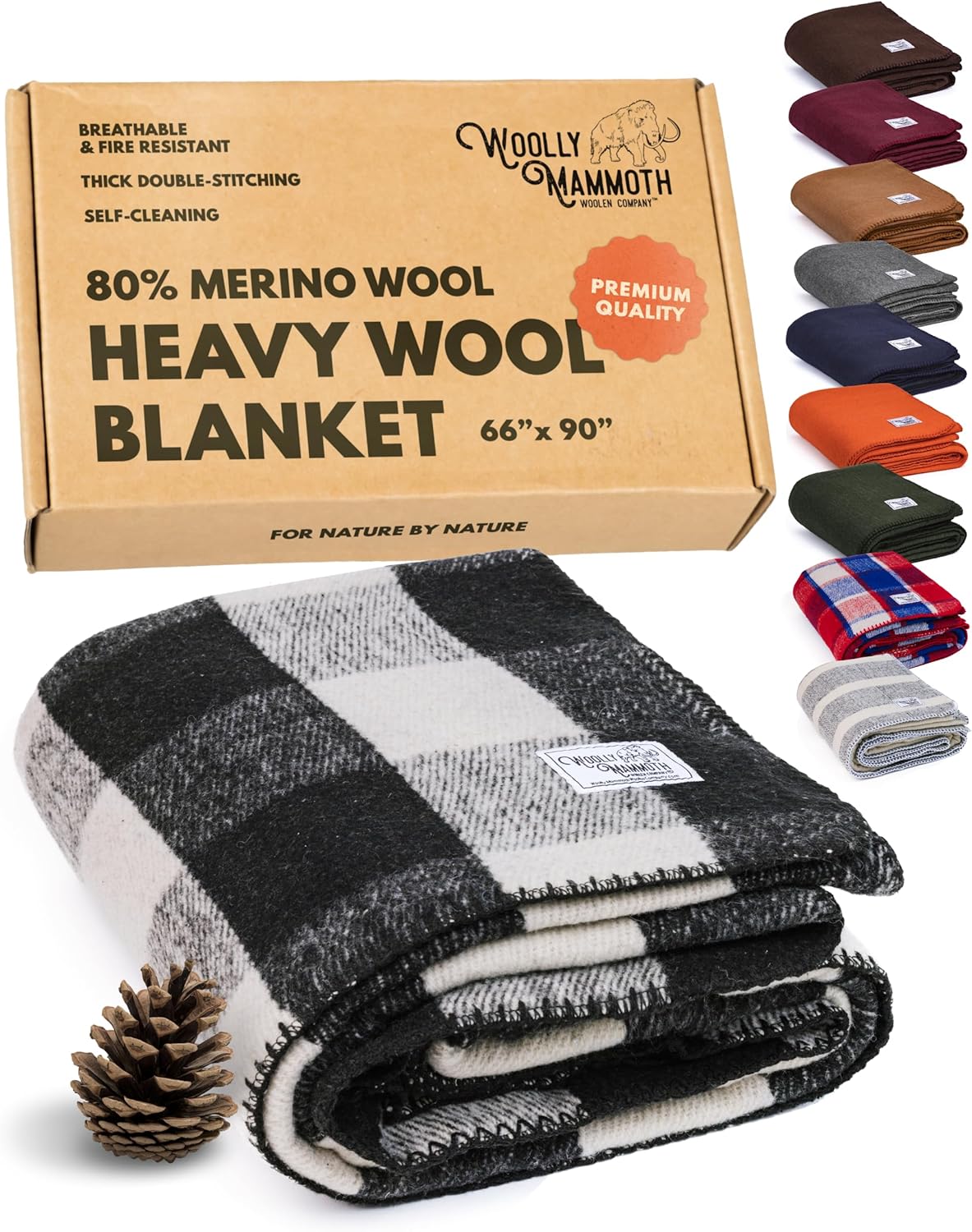 Woolly Mammoth Woolen Company Camping Blanket - Merino Wool Throw