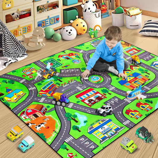 Kids Rug, City Road Rug for Kids, Perfect Play Mat for Cars