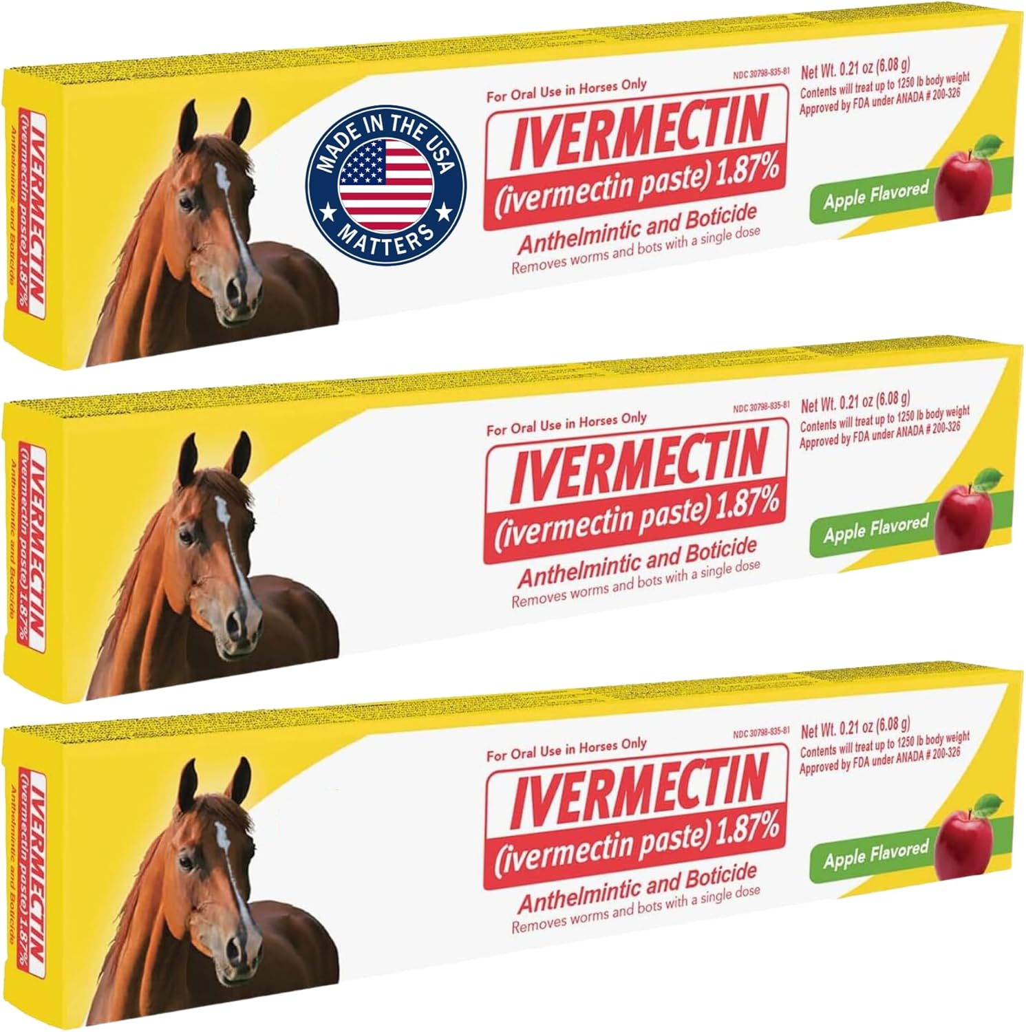 Ivermectin Horse Paste 6.08 Grams 3 Pack for Equine Health