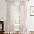 Flax Linen Beige Curtains 84 in Long 2 Panel - Soft Light Filtering