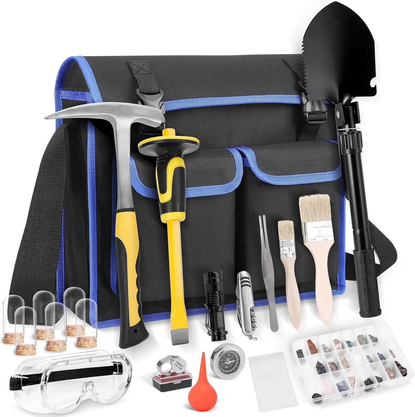 25 PCS Geology Rock Pick Equipment Kit for Hounding & Mining