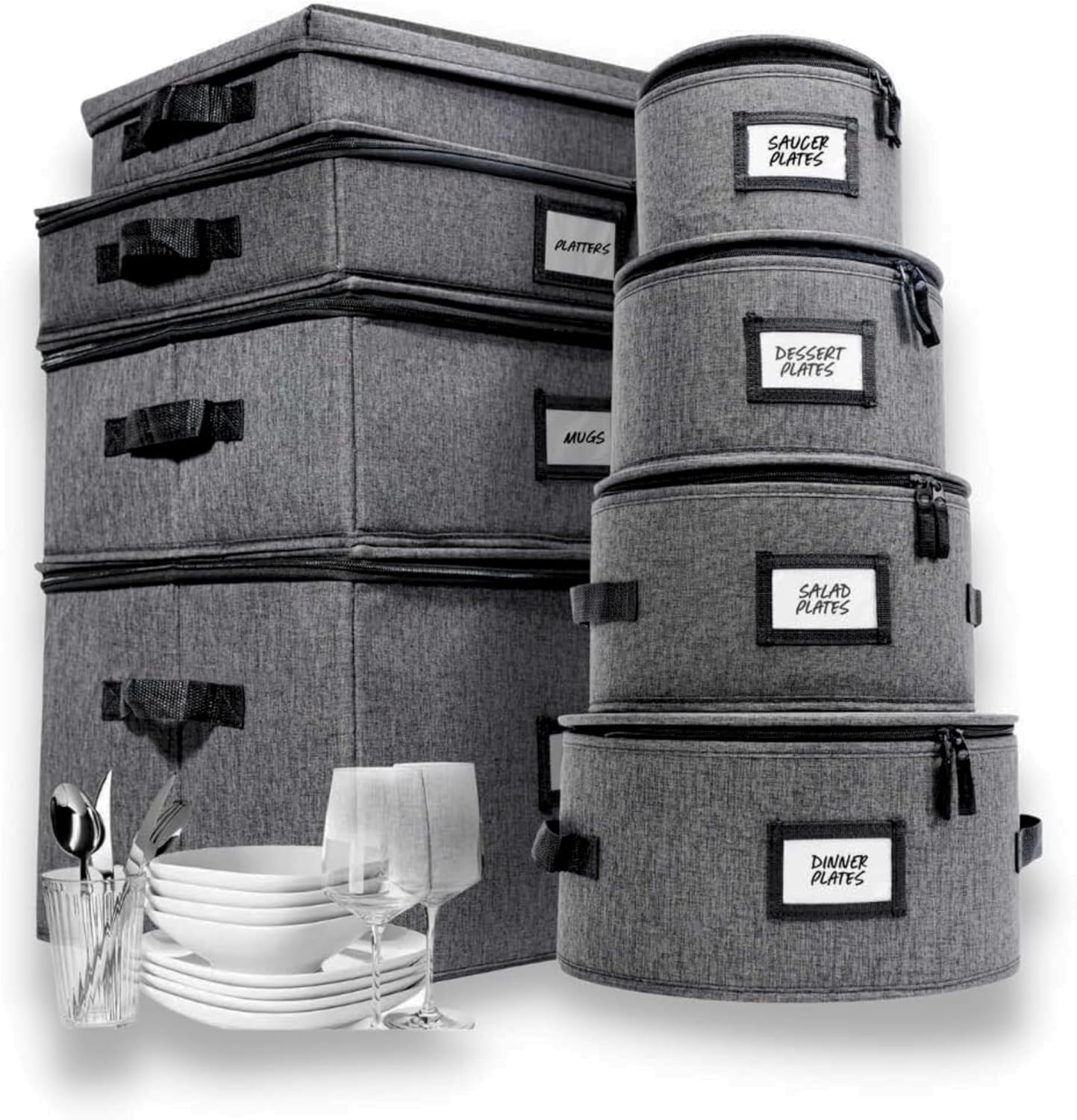 Durable 8pcs Hard Shell China Storage Containers for Dinnerware