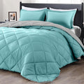 downluxe Queen Comforter Set - Turquoise and Grey Reversible Comforter