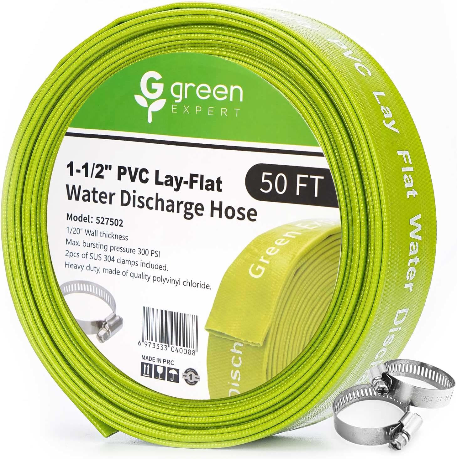 Heavy Duty 1-1/2in ID PVC Lay-flat Discharge Hose for Pumping