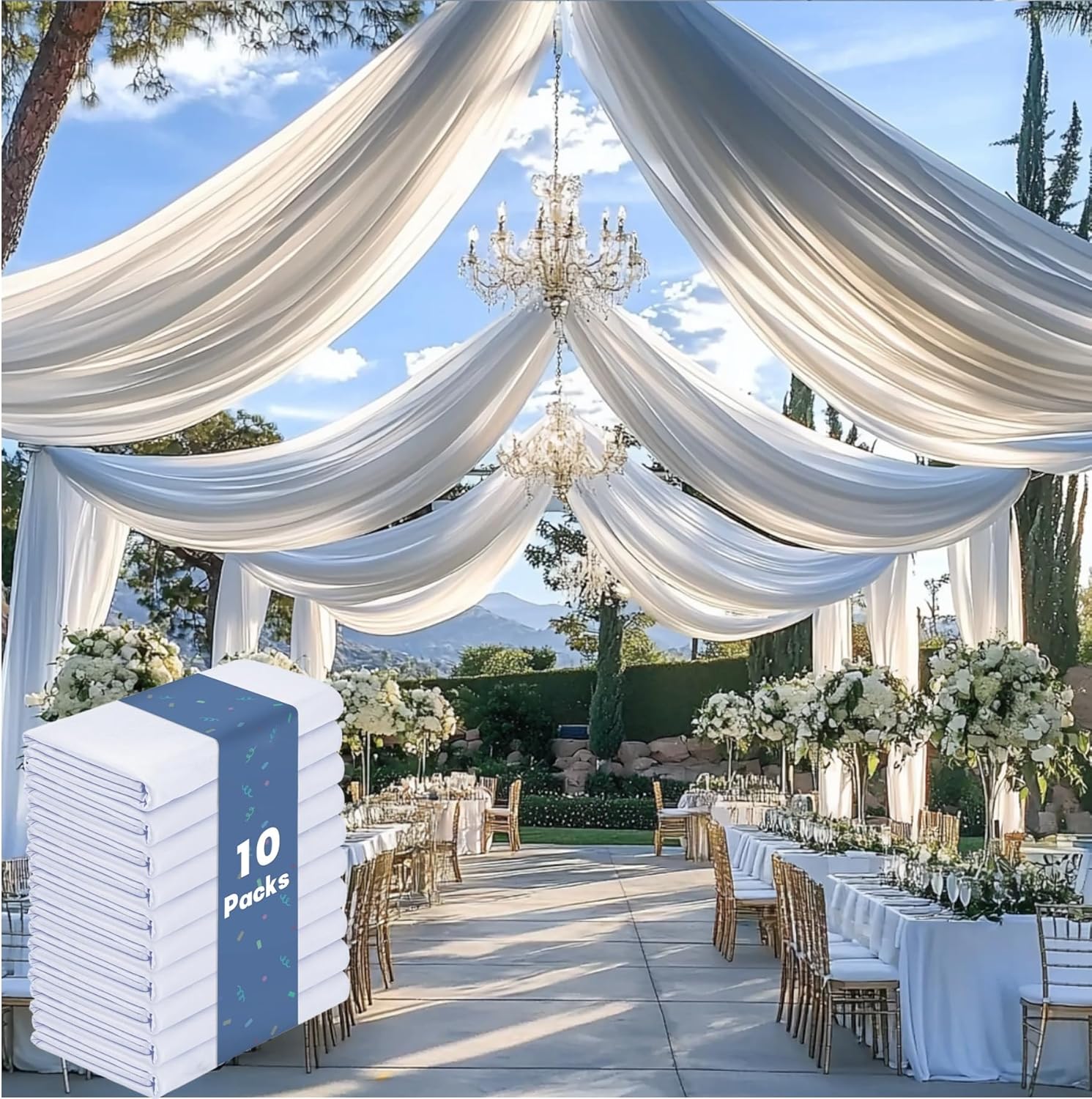 50ftx20ft White Backdrop Ceiling Drapes for Elegant Events