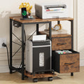 Printer Stand with Power Outlet and Fabric Drawers - Compact Home