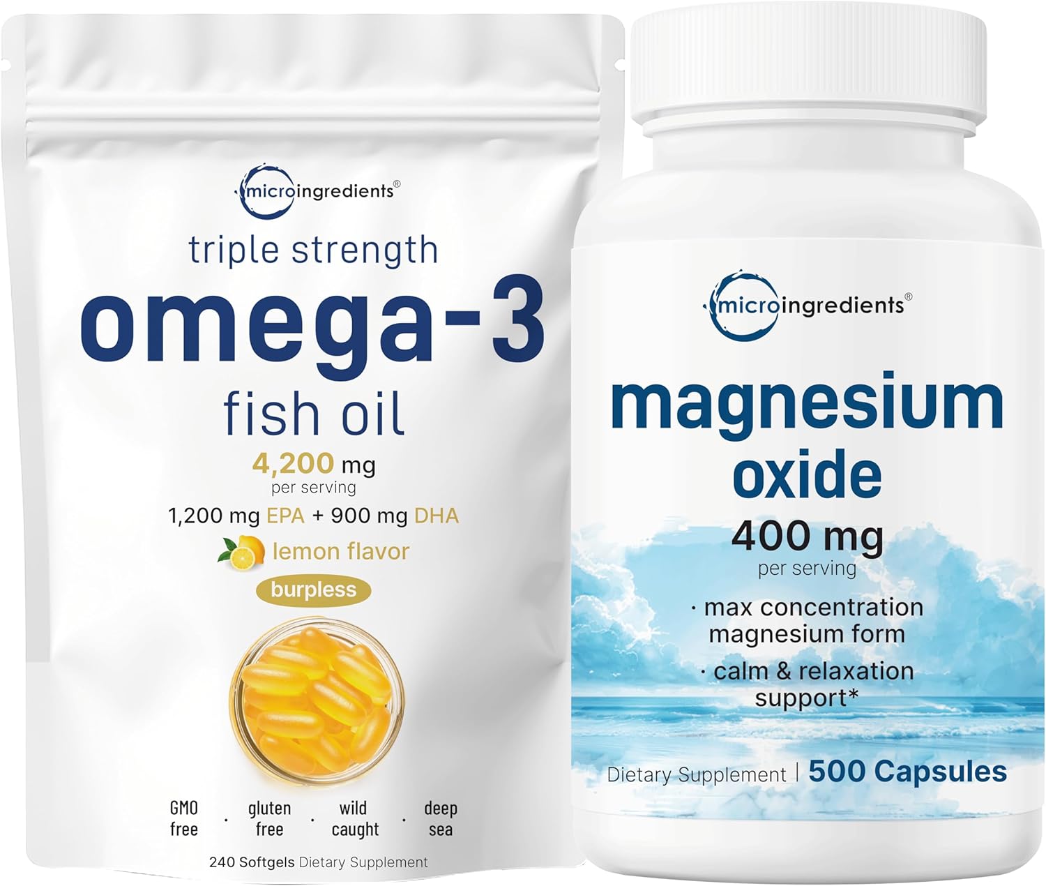 Ultimate Omega-3 & Magnesium Bundle | Wild-Caught Fish, Lemon Flavor