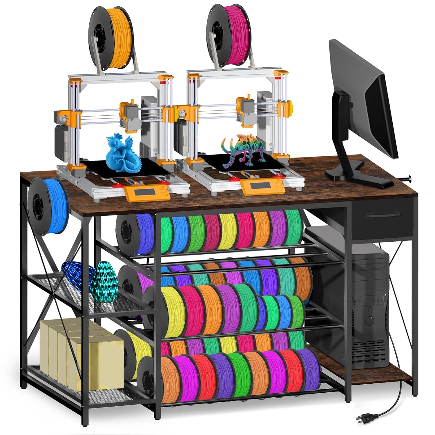 Heavy Duty 3D Printer Table with Storage for Home Office