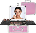 Lighted Makeup Train Case for Women in Pink - LED Mirror Travel Case