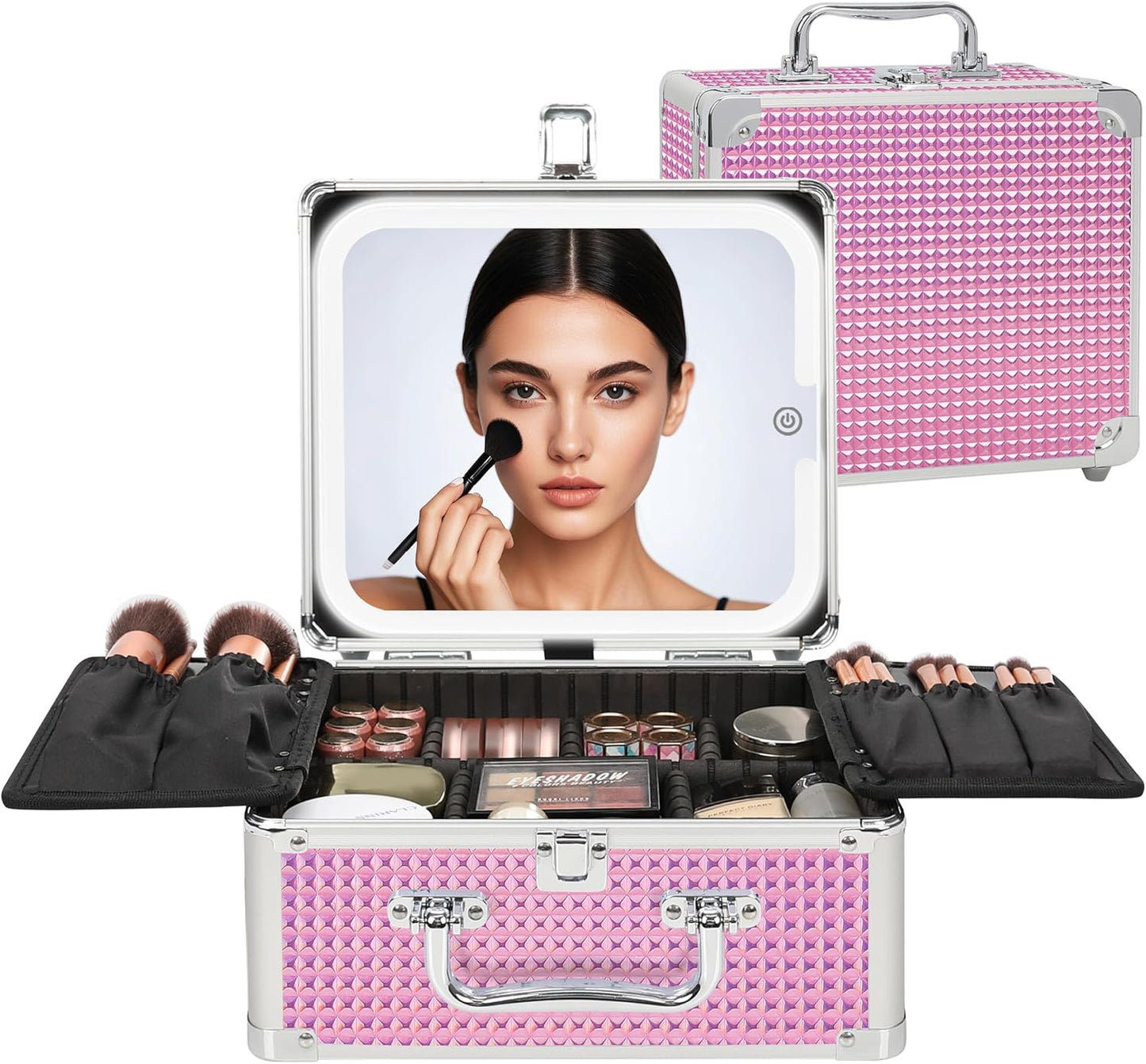 Relavel Makeup Bag with LED Mirror for Travel and Storage