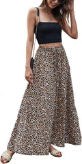 Women Flowy Chiffon Pleated High Waisted Maxi Skirt - Summer Beach