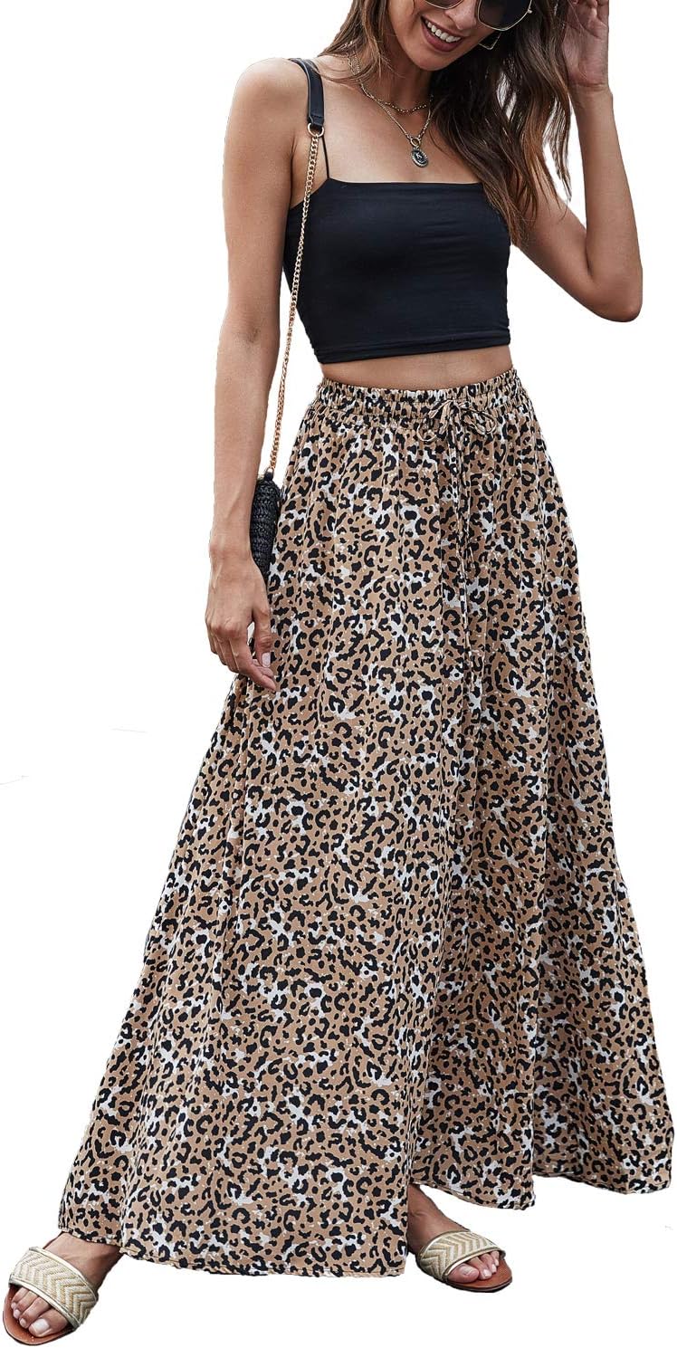 Bluetime Women Flowy Long Skirts for Summer Beach Style