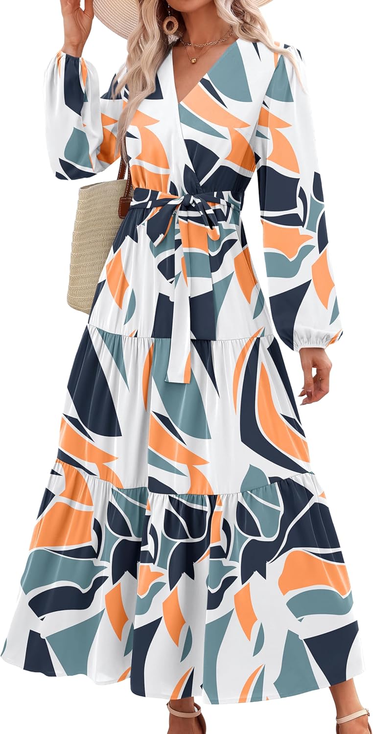 Floral Maxi Dress for Women with Long Sleeves and Ruffles