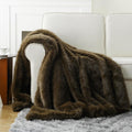 Luxury Fluffy Olive Green Faux Fur Throw Blanket - Cozy Long Pile