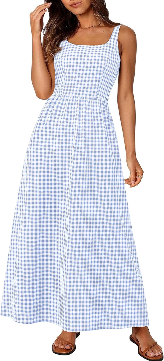 Stylish Summer Maxi Dresses for Women with Plaid Design